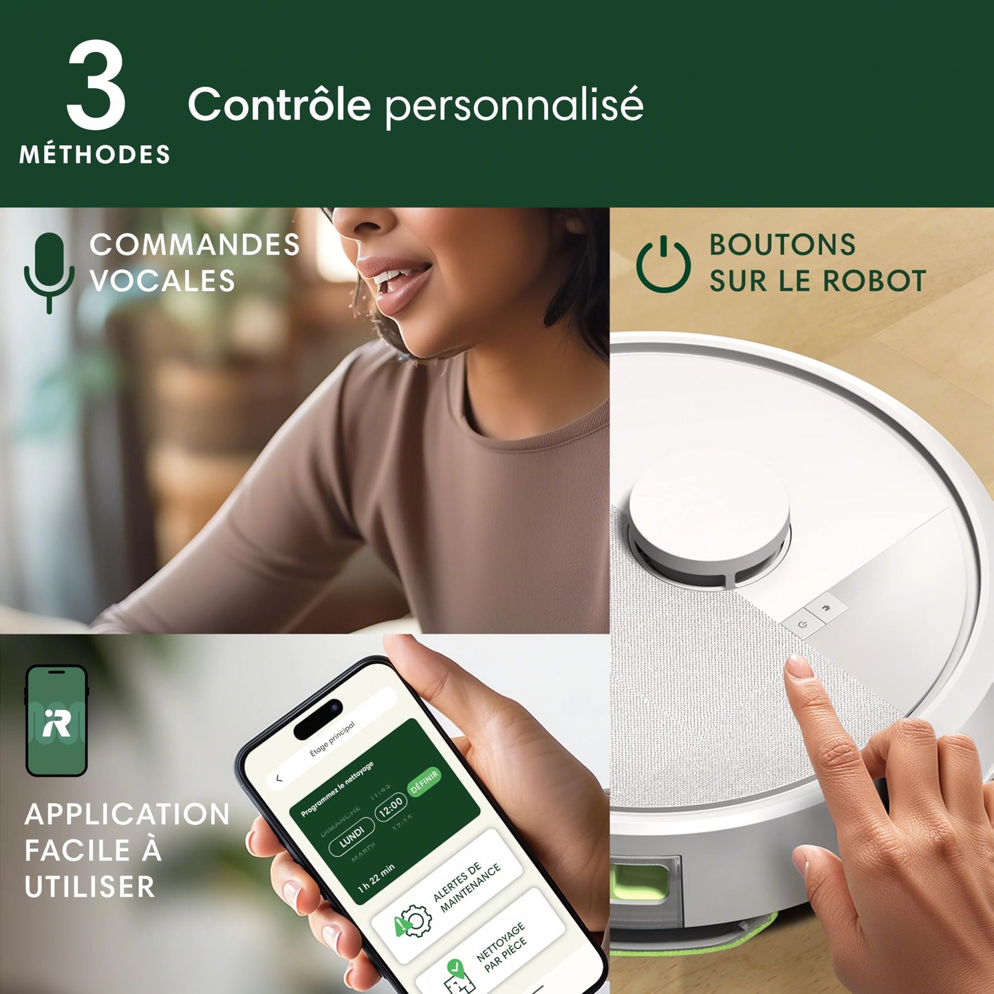 iRobot Roomba 105 Combo – Aspirateur Laveur 2en1 LiDAR 7KPa Blanc